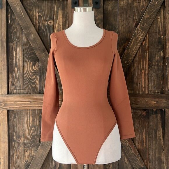 Sexy Round Neck Seamless Ribbed Shaping Bodysuit Slim Tummy Control Stretch - Picture 1 of 9